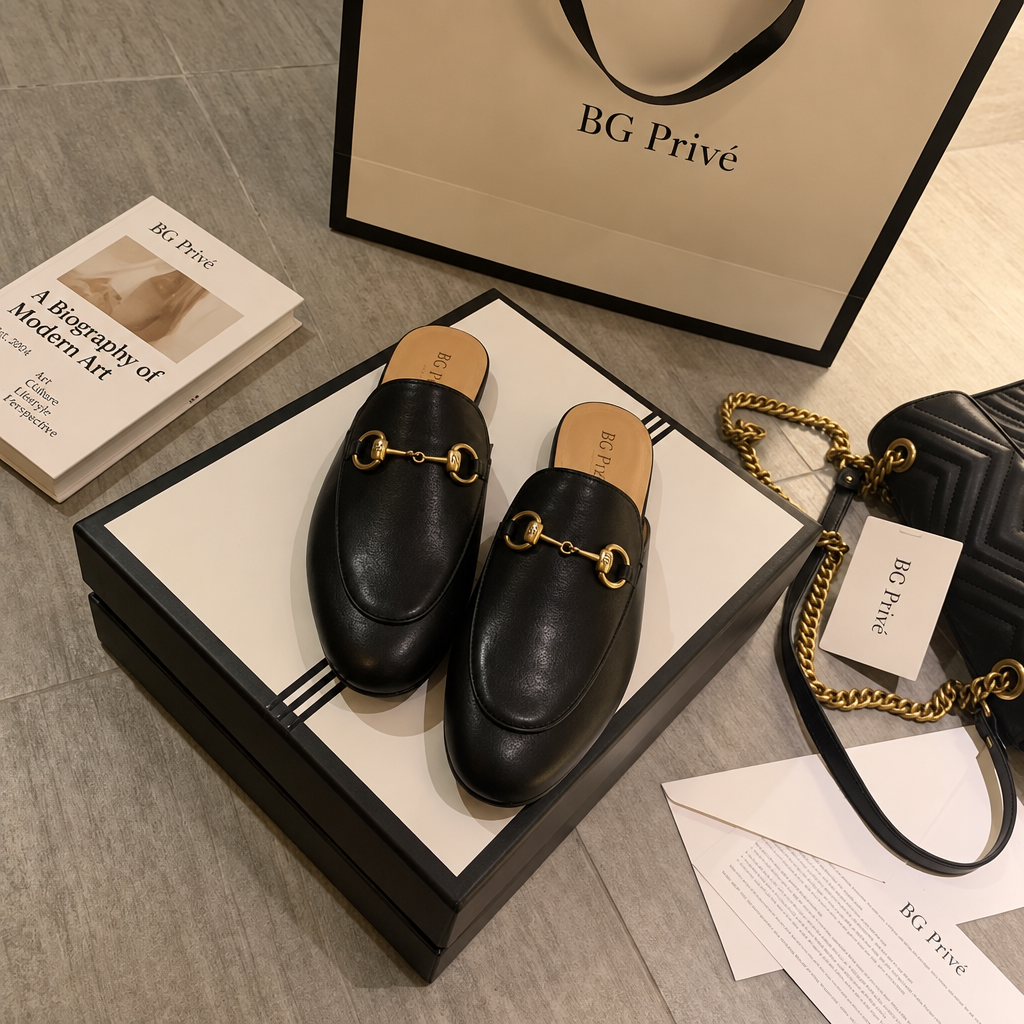 Women's Princetown Mule in Black Leather