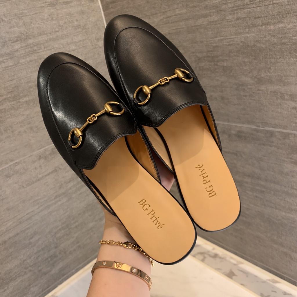 Women's Princetown Mule in Black Leather