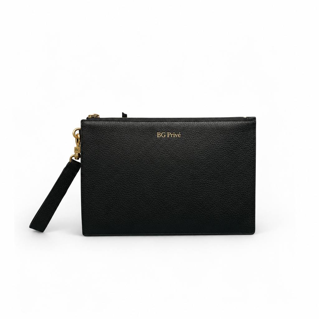 Animalier Pouch Black Leather Wristlet 523684