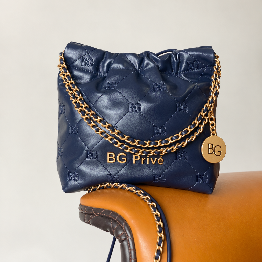 22 Mini Handbag in Navy Quilted Calfskin