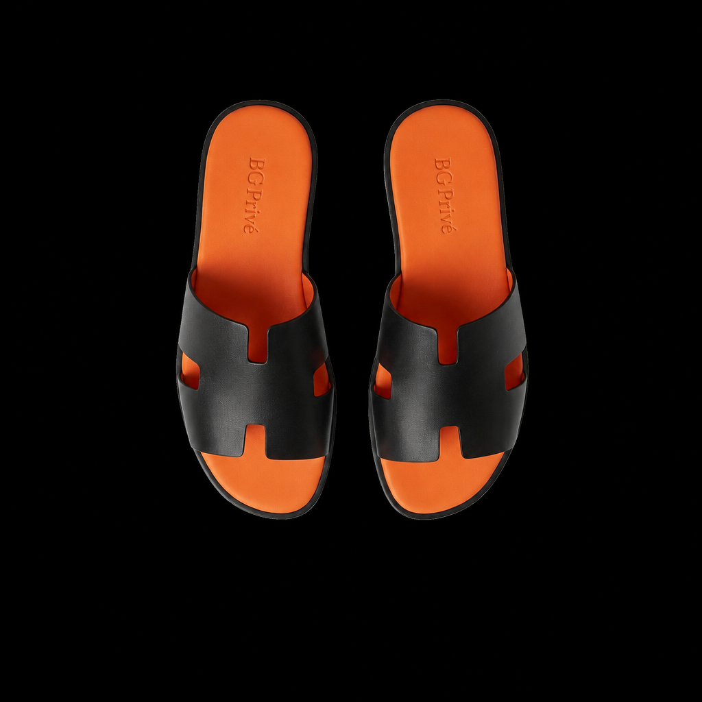 Izmir Sandals for Men in Black and Orange