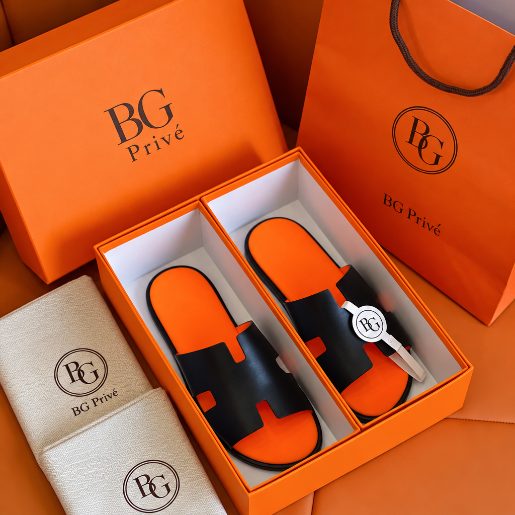 Izmir Sandals for Men in Black and Orange
