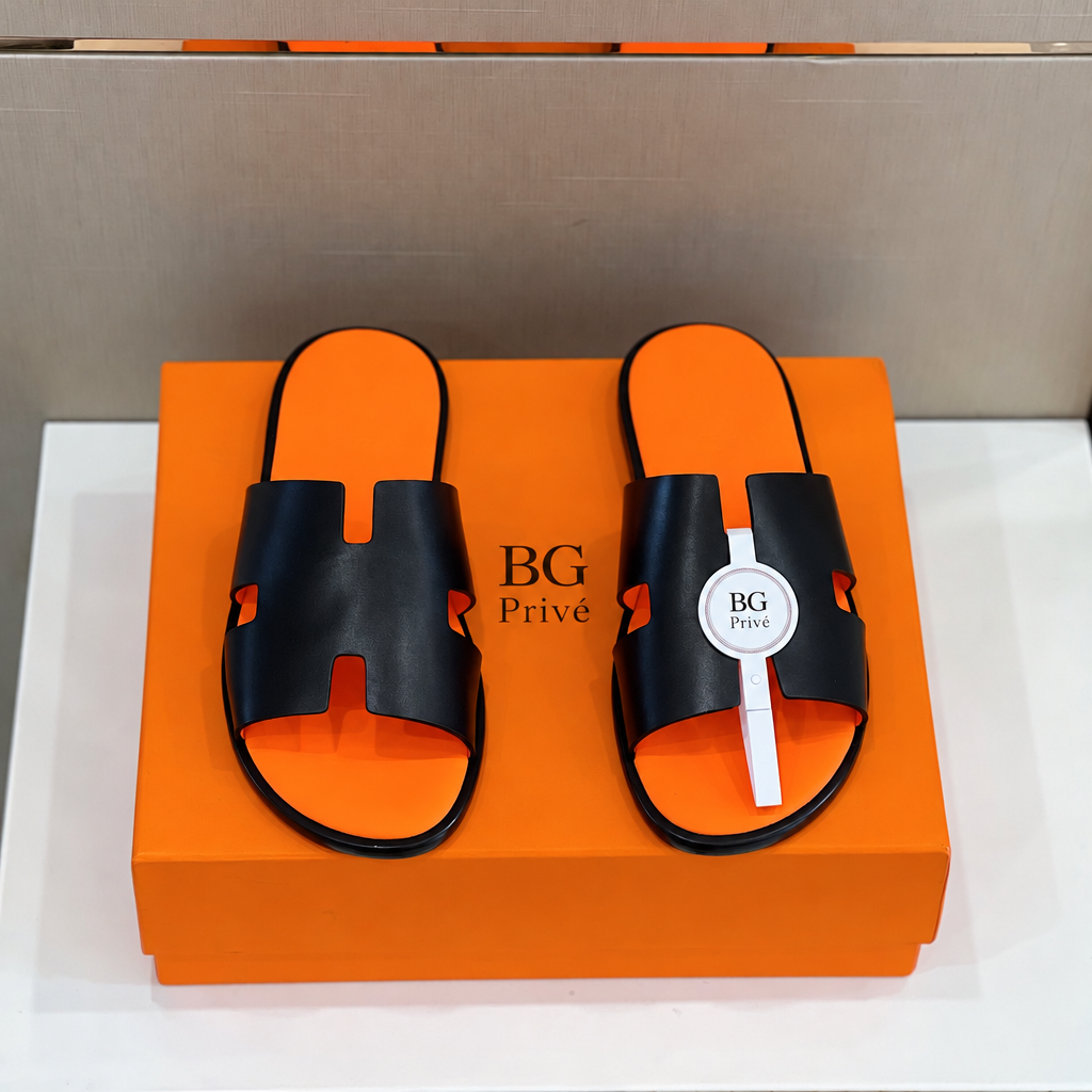 Izmir Sandals for Men in Black and Orange