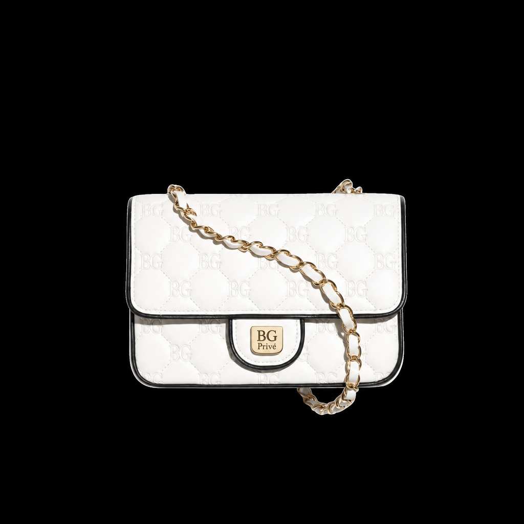 Mini Flap Bag White and Black Lambskin AS5151