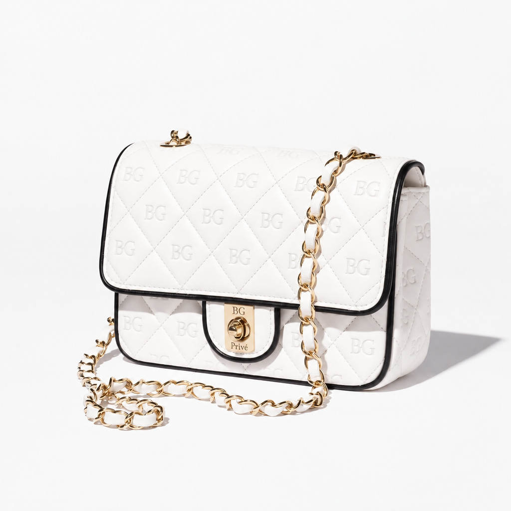 Mini Flap Bag White and Black Lambskin AS5151