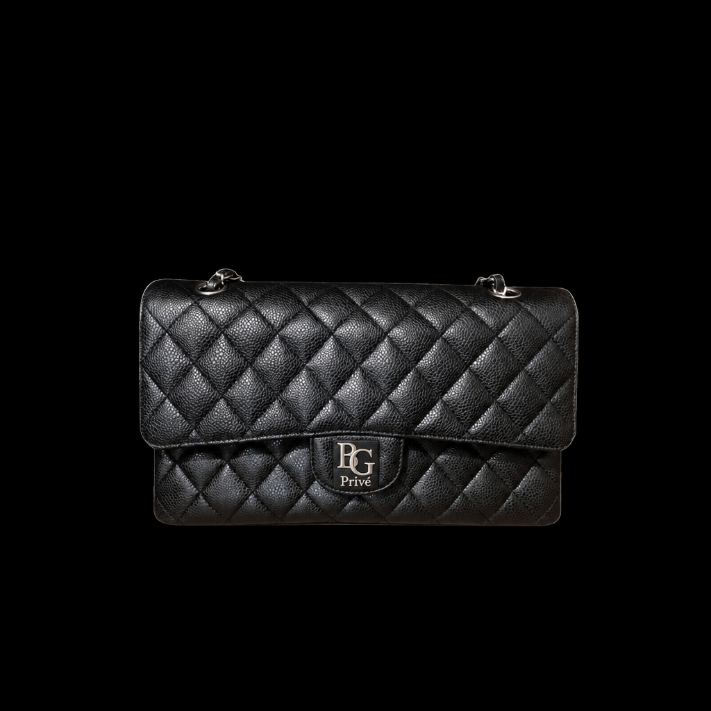 Classic Flap Medium 11.12 Handbag in Black Grained Leather