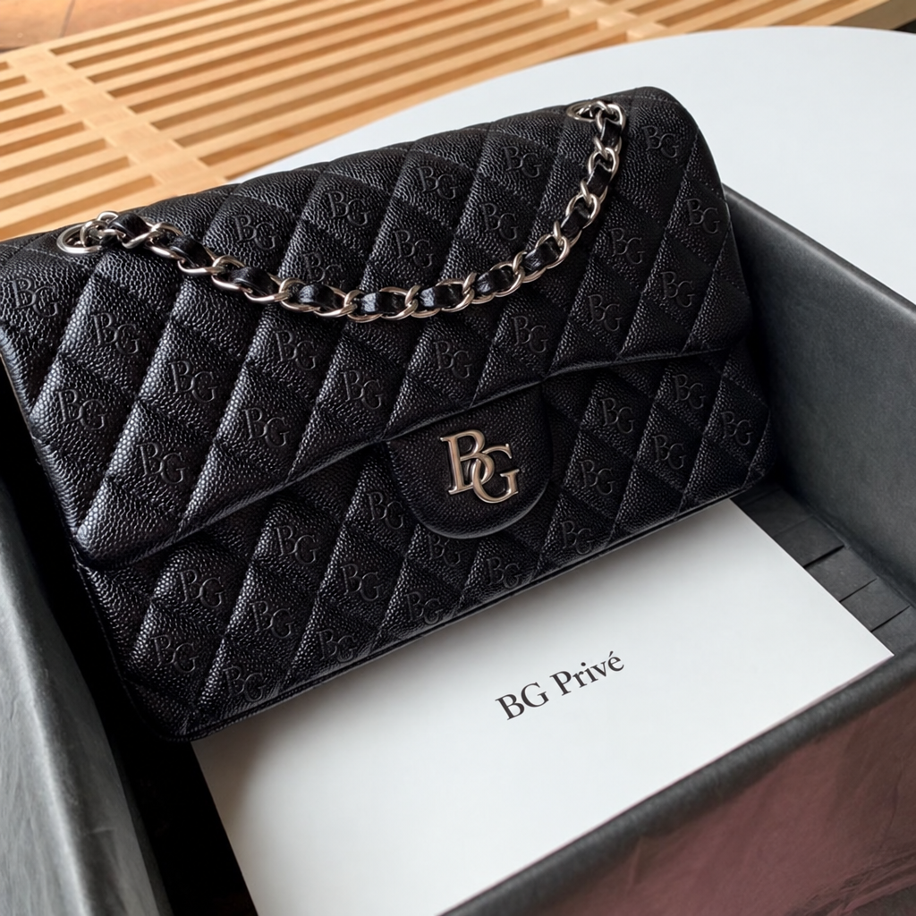 Classic Flap Medium 11.12 Handbag in Black Grained Leather