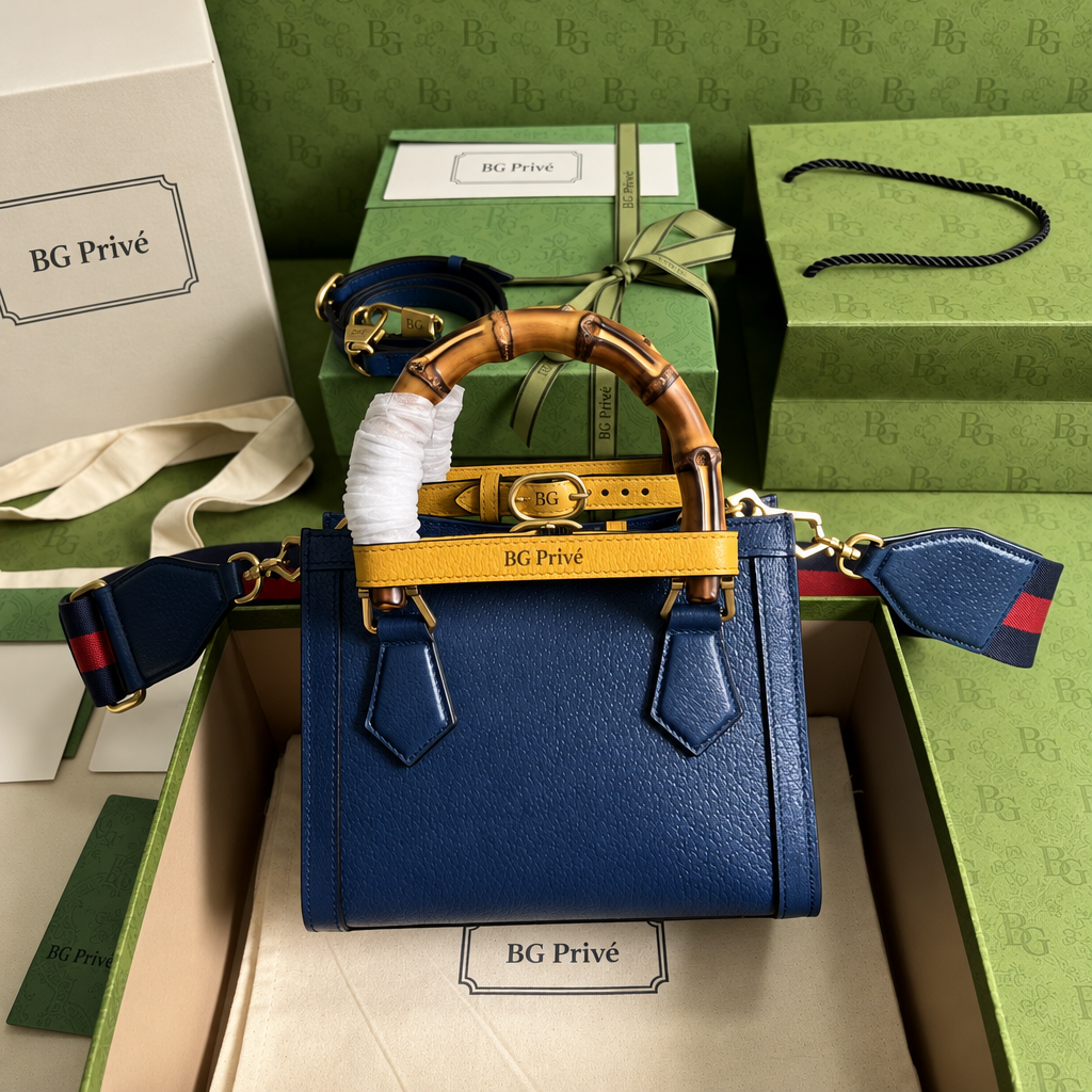 Diana Tote Mini Bag in Royal Blue Leather